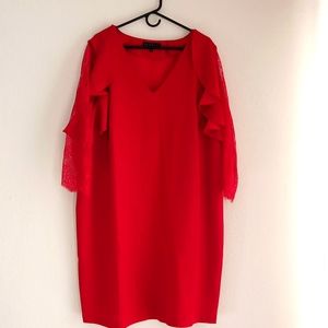 Eloquii red lace flutter sleeve dress